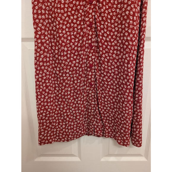 $198 Reformation Brighton Button Down Shirt Dress Red Burgundy White floral sz S - Picture 5 of 8